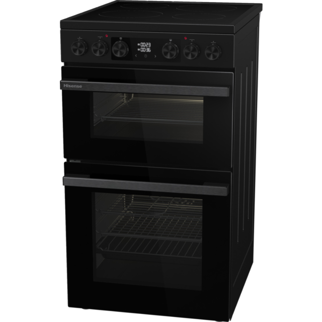 Hisense HDCEC5C10B 50cm Double Oven Electric Cooker with Ceramic Hob - Black 
