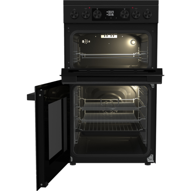 Hisense HDCEC5C10B 50cm Double Oven Electric Cooker with Ceramic Hob - Black 