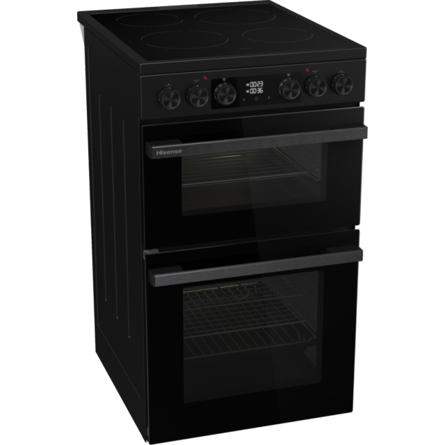 Hisense HDCEC5C10B 50cm Double Oven Electric Cooker with Ceramic Hob - Black 