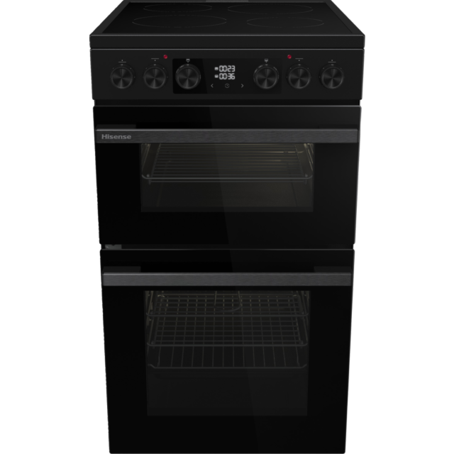 Hisense HDCEC5C10B 50cm Double Oven Electric Cooker with Ceramic Hob - Black 