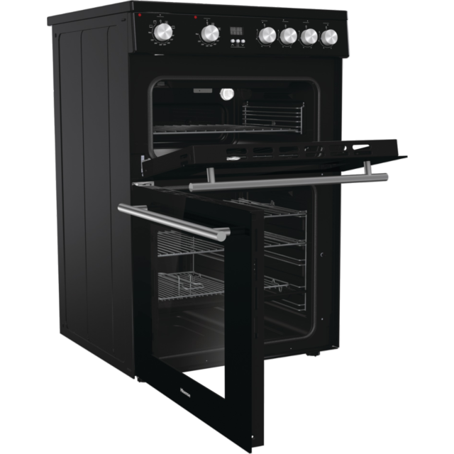 Hisense HDE3211BBUK 60cm Double Oven Electric Cooker with Ceramic Hob - Black 