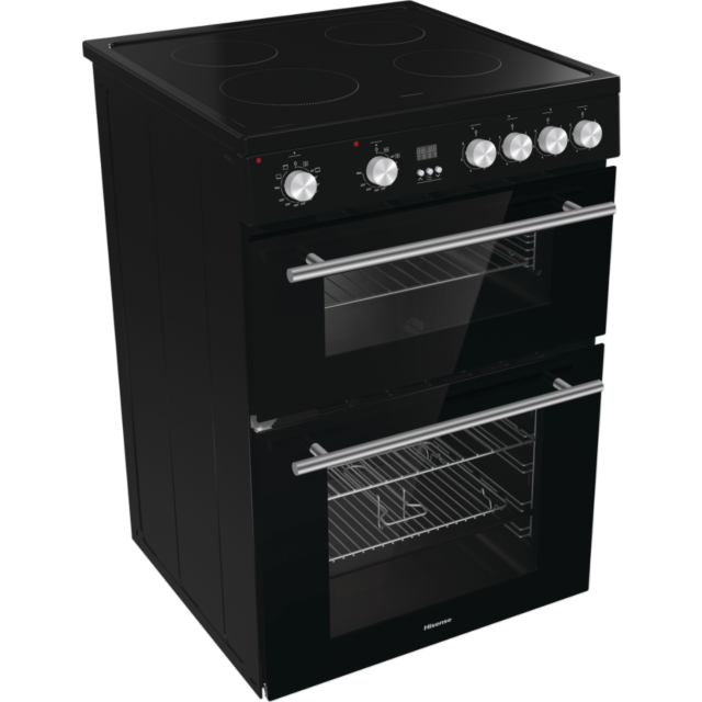Hisense HDE3211BBUK 60cm Double Oven Electric Cooker with Ceramic Hob - Black 