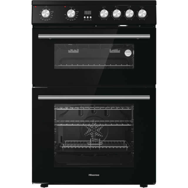 Hisense HDE3211BBUK 60cm Double Oven Electric Cooker with Ceramic Hob - Black 