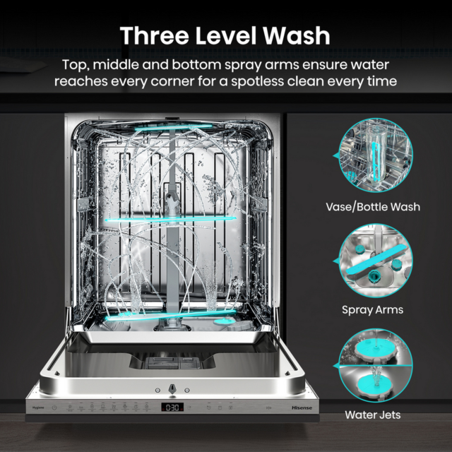 Hisense HV16AUK Integrated Dishwasher with 16 Place Settings