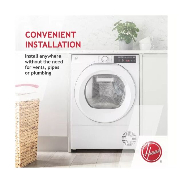 Hoover BATD H7A2TCE-80 Heat Pump Tumble Dryer 7kg, white with Chrome door White