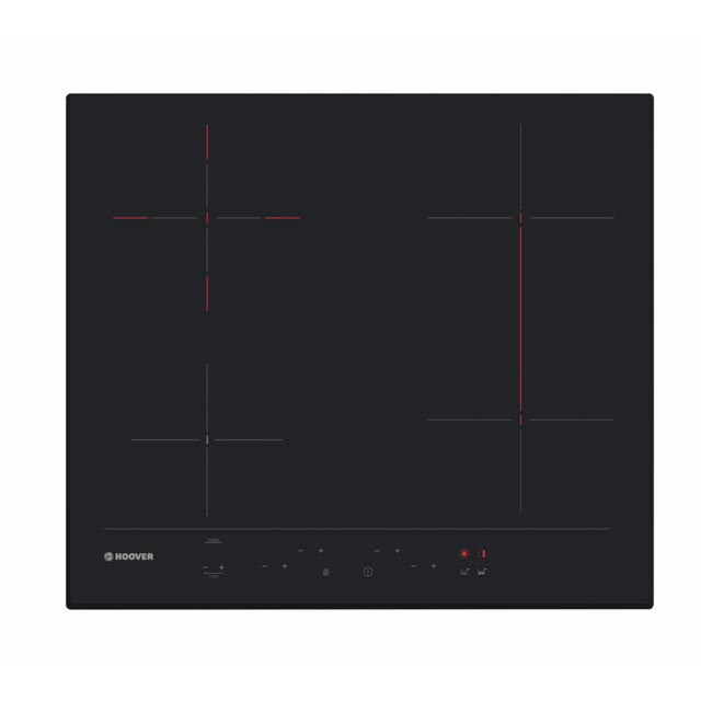 Hoover HH64DBB3P 60 cm Touch Control Ceramic Hob, 4 zones (incl double & bridge zone), front touch i