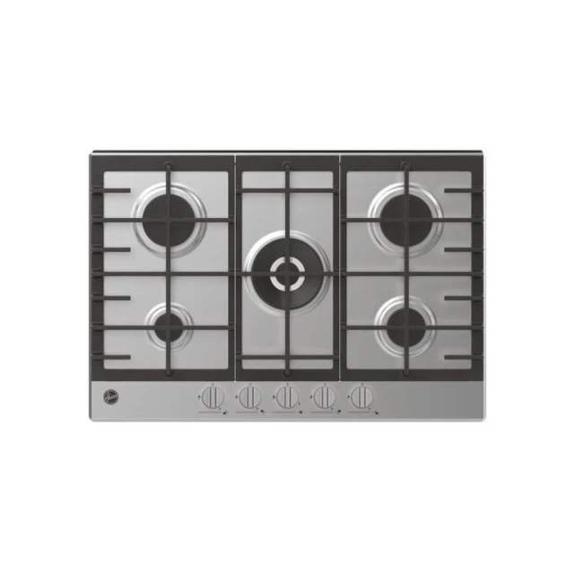 Hoover HHG75WK3X 75m, 5 Burner (inc. Wok), Front control, Cast Iron supports, St. steel 