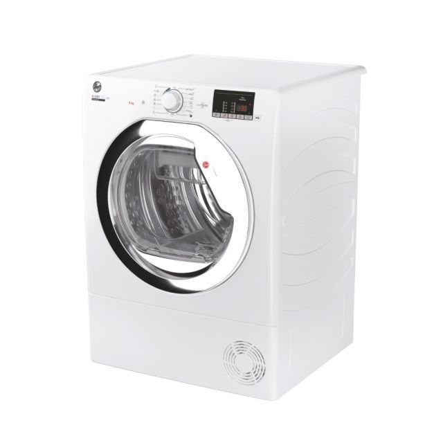 Hoover HLE C9DCE H-Dry 300 Freestanding 9kg Condenser Tumble Dryer - White with Chrome Door