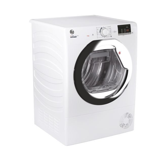 Hoover HLE C9DCE H-Dry 300 Freestanding 9kg Condenser Tumble Dryer - White with Chrome Door