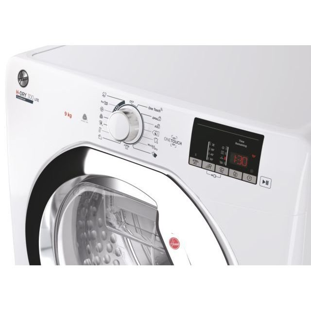 Hoover HLE C9DCE H-Dry 300 Freestanding 9kg Condenser Tumble Dryer - White with Chrome Door