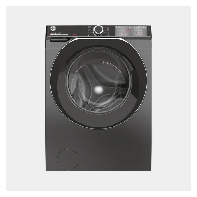 Hoover HWB 49AMBCR/1-80 H-Wash 500, 9kg 1400rpm Washing Machine, Graphite with Black Door, WiFi, 14/