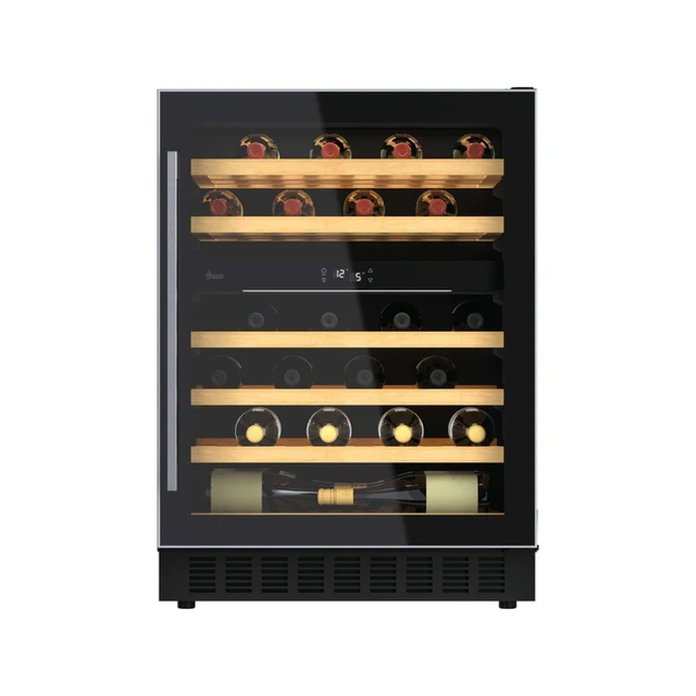Hoover HWCB 60 UK/N 60 cm wine cooler, 46 bottles, dual zone, Black with slim Stainless Steel Frame 
