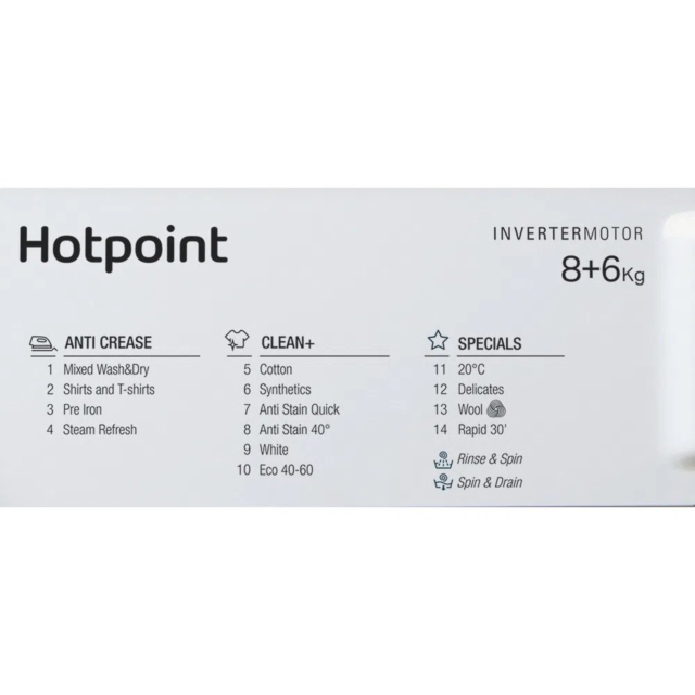 Hotpoint BI WDHG 861485 BIWDHG861485 8kg/6kg 1400 Spin Built In Washer Dryer - White