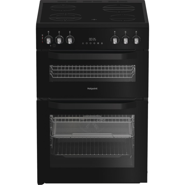 Hotpoint HDE6VDCASB1 50cm Double Oven Electric Cooker with Ceramic Hob - Black 