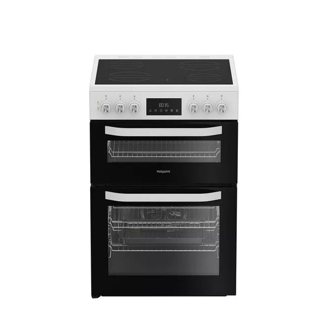 Hotpoint HDE6VDW 60cm Double Electric Ceramic Cooker