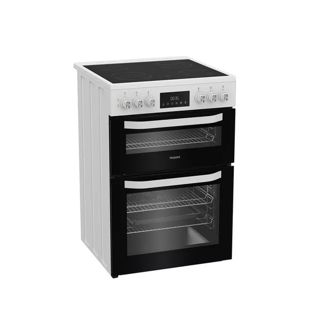 Hotpoint HDE6VDW 60cm Double Electric Ceramic Cooker