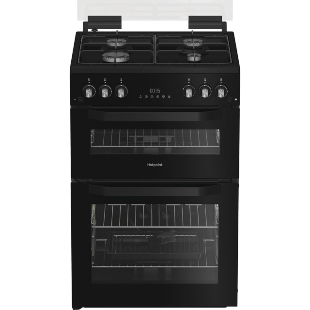 Hotpoint HDG6GDCB1 60cm Double Oven Gas Cooker with Gas Hob - Black