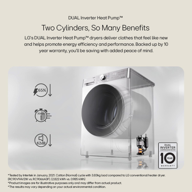 LG FDV709GN Heat Pump Tumble Dryer - 9kg