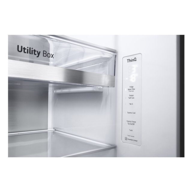 LG GSXV90MCAE 96.8cm Frost Free American Style Fridge Freezer - Matt Black
