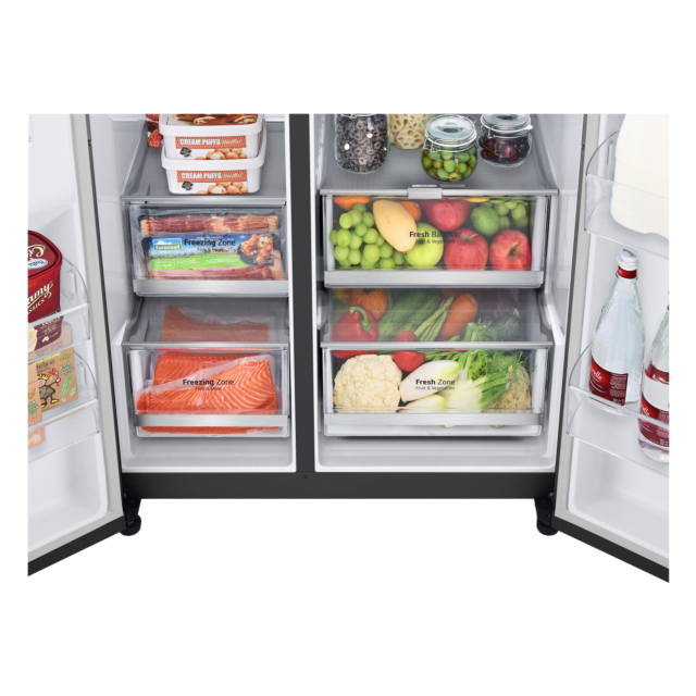 LG GSXV90MCAE 96.8cm Frost Free American Style Fridge Freezer - Matt Black