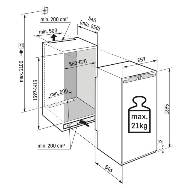 Liebherr IRBC4520 55.9cm Built-In Tall Larder Fridge