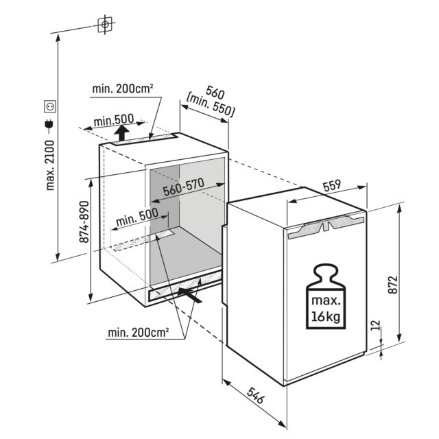 Liebherr IRE3900 55.9cm Built-In Undercounter Larder Fridge