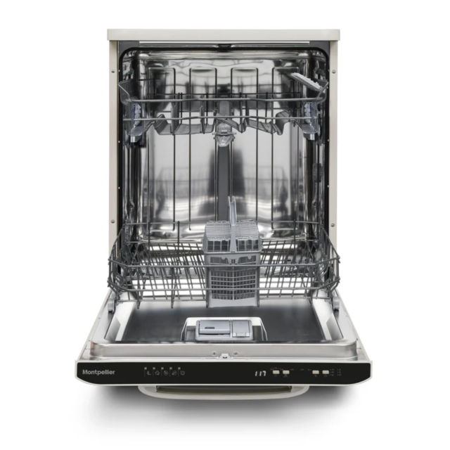 Montpellier MAB1353DC Full Door Retro Style Dishwasher in Cream - 13 Place Setting, 5 Programme, 3 T