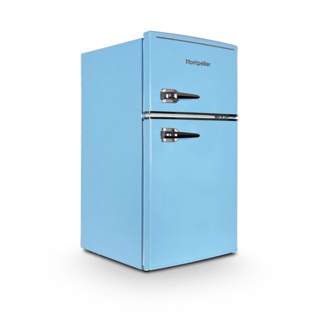 Montpellier MAB2035EPB 45.3cm Low Frost Undercounter Mini Retro Fridge Freezer -  Pastel Blue