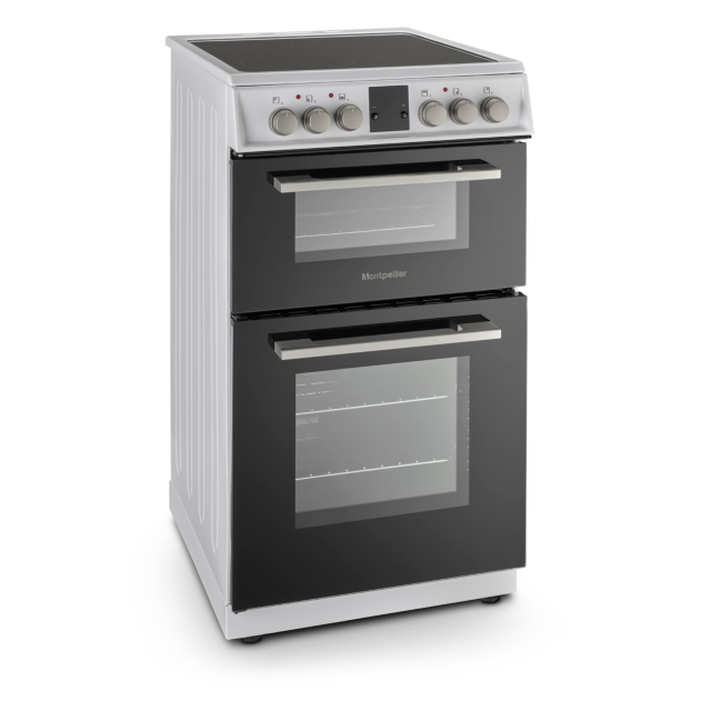Montpellier MDOC50FW 50cm Double Oven Electric Cooker with Ceramic Hob - White