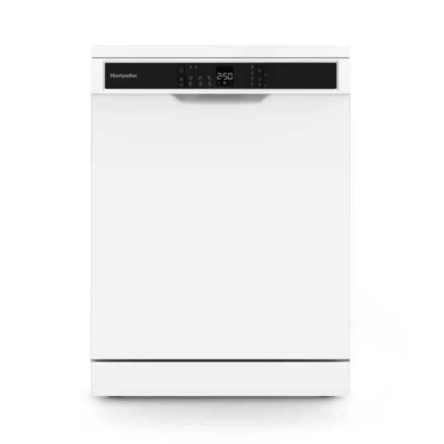 Montpellier MDWD1464W 60cm White Freestanding Dishwasher - 14 Place settings, 6 Programme, 4 Tempera