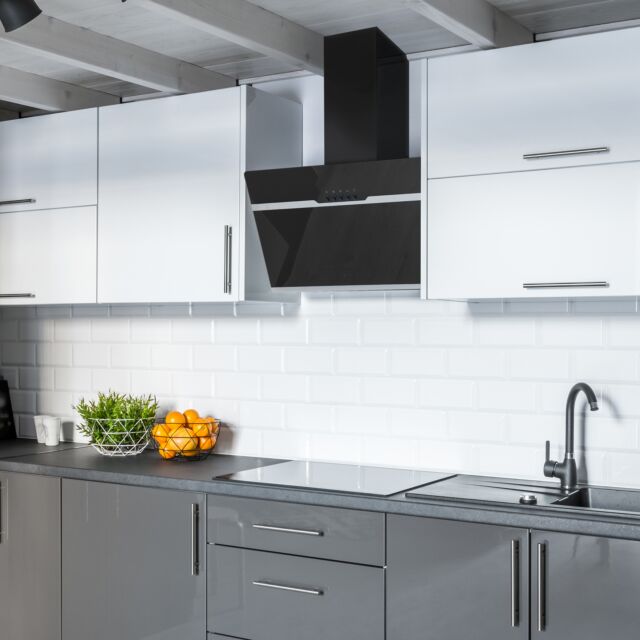 Montpellier MHD650BK 60Cm Slanted Black Glass Hood Black