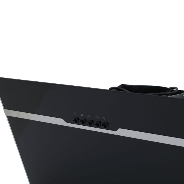 Montpellier MHD650BK 60Cm Slanted Black Glass Hood Black