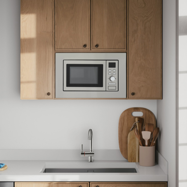 Montpellier MWBI17-300 Slim Depth Built In Solo Microwave Stainess Steel