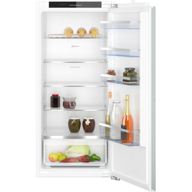 Neff KI1412FE0G 122x54 built in fridge, vegetable box, LED Light, 5 glass shelves, fixed hinge 