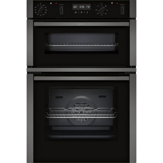 Neff U2ACH7AG7B Double Oven Pyrolytic – N 50, CircoTherm, Pyrolytic cleaning, Main oven 8 functions,