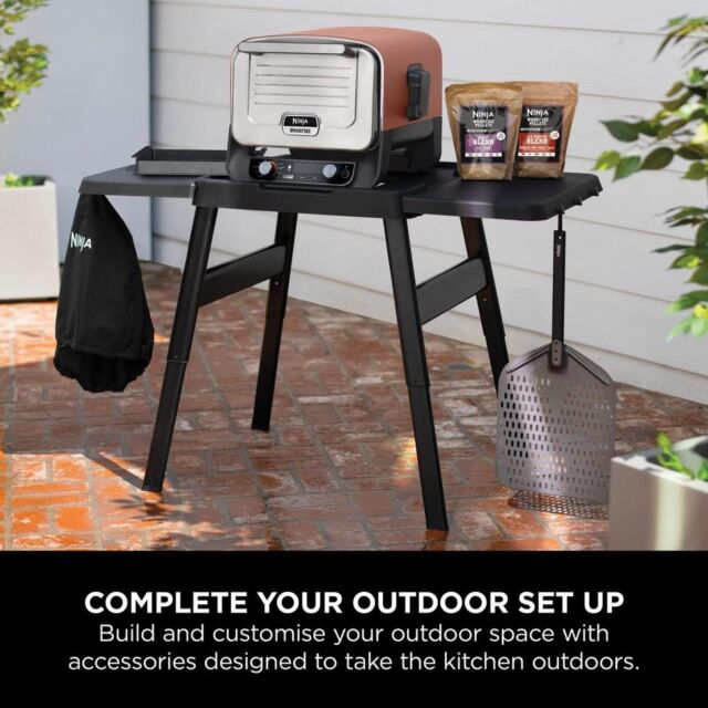 Ninja 4718J800EUUK Woodfire Universal Adjustable Stand + Side Table Black