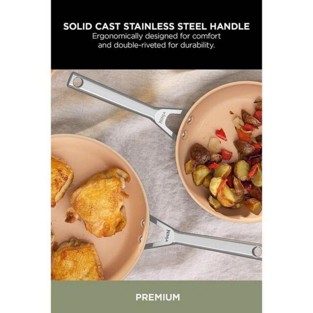 Ninja CW95000UK Ceramic Coated Cookware 5-Piece Set - Apricot & Grey Apricot + Grey