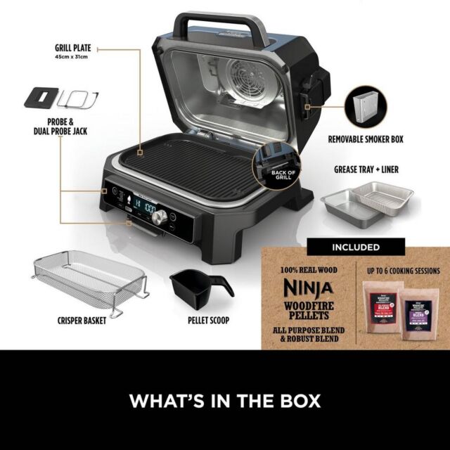 Ninja OG901UK Woodfire Pro Connect Xl Bbq Grill + Smoker