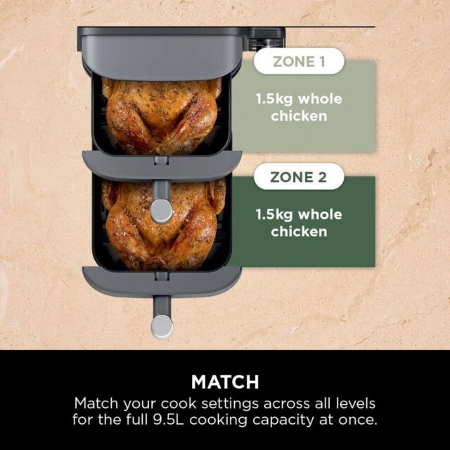 Ninja SL400UK Double Stack Xl 2-Drawer 9.5L Air Fryer Grey
