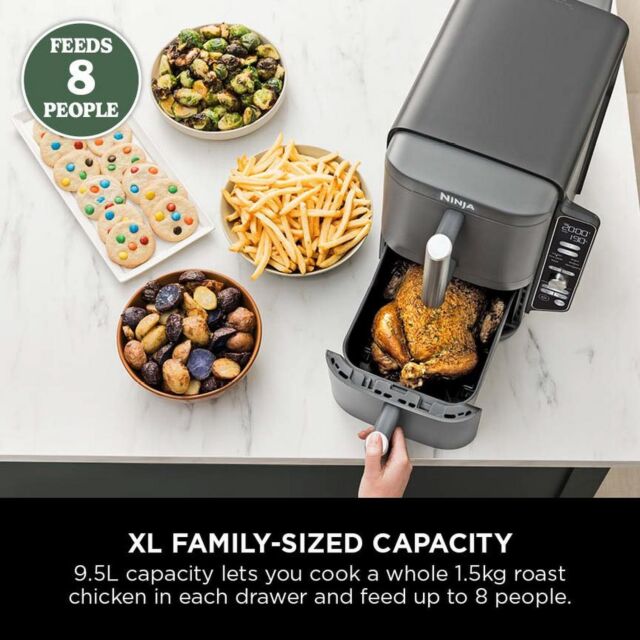 Ninja SL400UK Double Stack Xl 2-Drawer 9.5L Air Fryer Grey