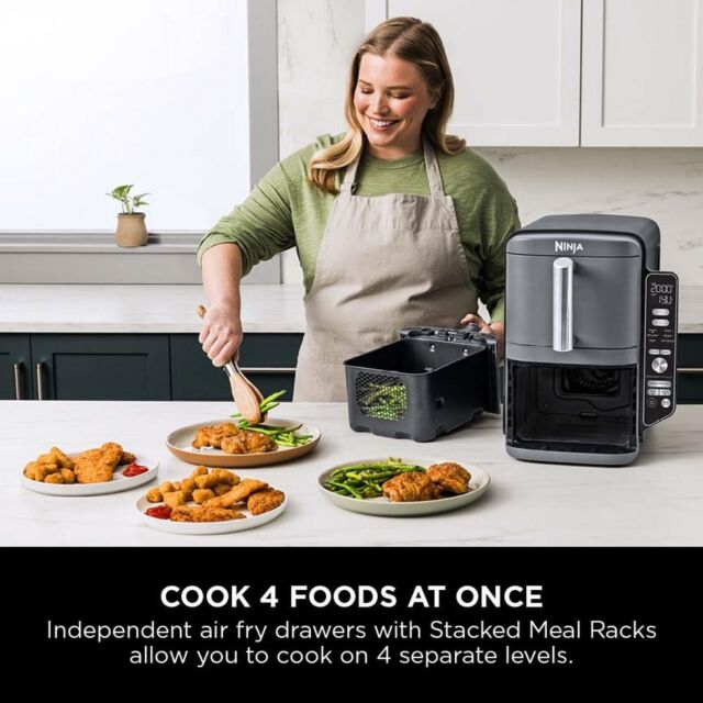 Ninja SL400UK Double Stack Xl 2-Drawer 9.5L Air Fryer Grey