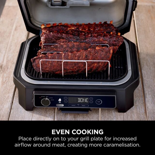 Ninja XSKOGXLRBRKEU Woodfire Xl Electric Bbq Rib Rack Silver