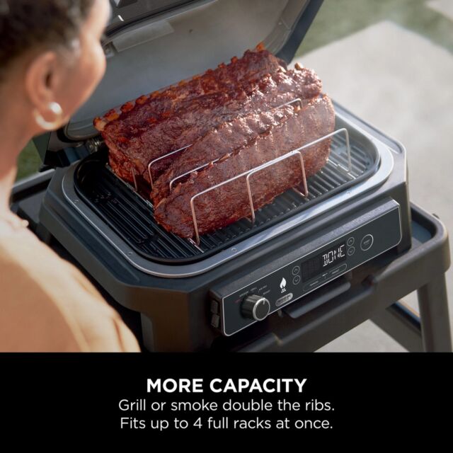 Ninja XSKOGXLRBRKEU Woodfire Xl Electric Bbq Rib Rack Silver