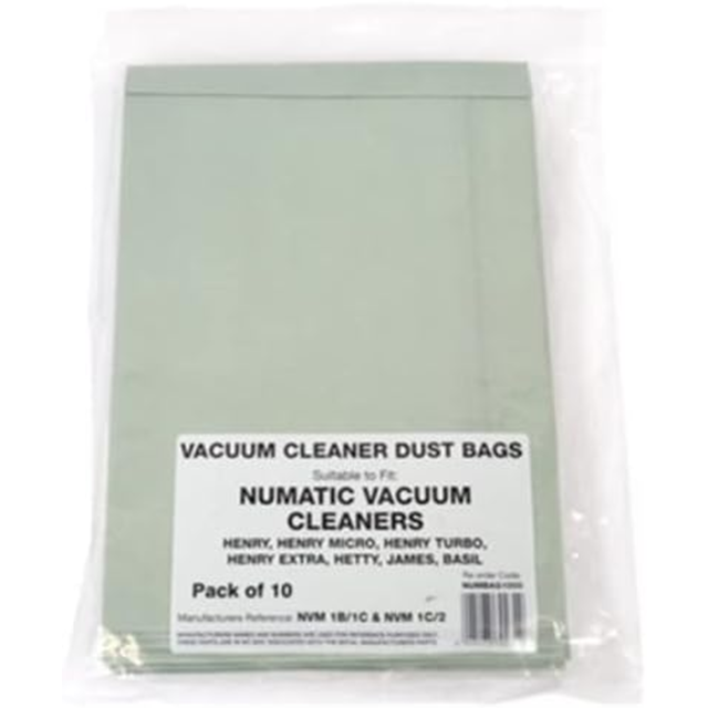 Numatic NUMBAG1000 10 Pack Of Numatic Bags To Fit All Models Of Henry, George Etc Green