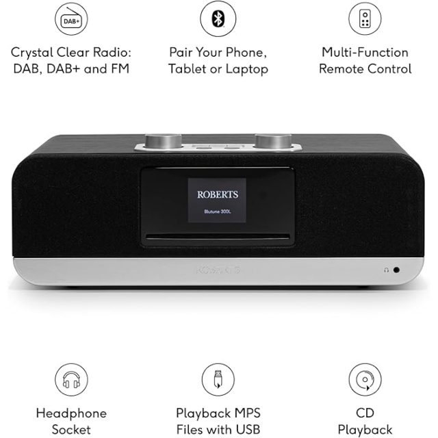 Roberts Radio BLUTUNE300LBK DAB+/FM Bluetooth Radio - Black