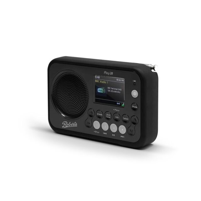 Roberts Radio PLAY 20BK DAB/DAB /FM RDS digital portable radio with Bluetooth colours in Black Black