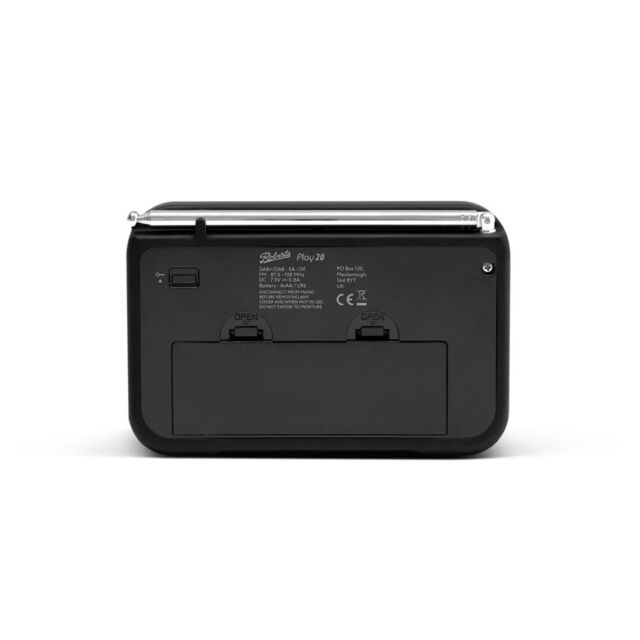 Roberts Radio PLAY 20BK DAB/DAB /FM RDS digital portable radio with Bluetooth colours in Black Black