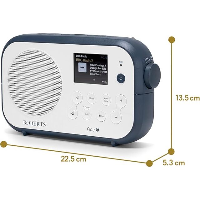 Roberts Radio Play30 DAB/DAB+/FM RDS Digital Radio - Blue & White