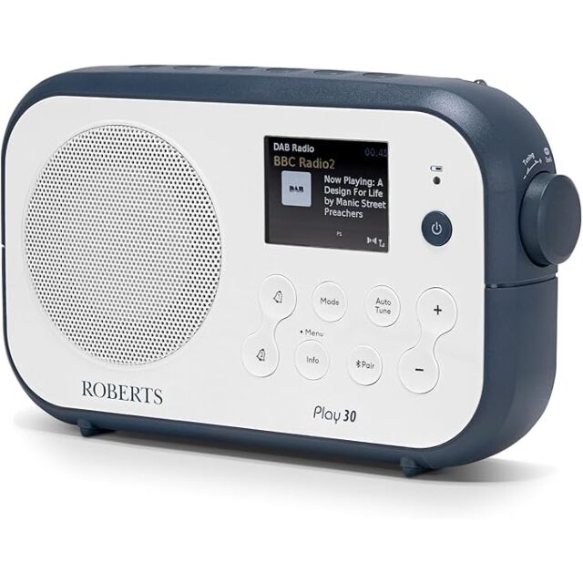Roberts Radio Play30 DAB/DAB+/FM RDS Digital Radio - Blue & White