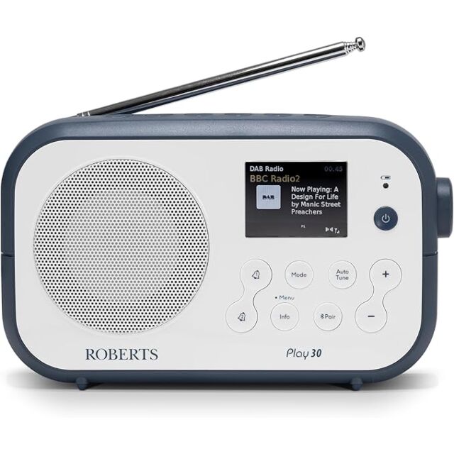 Roberts Radio Play30 DAB/DAB+/FM RDS Digital Radio - Blue & White
